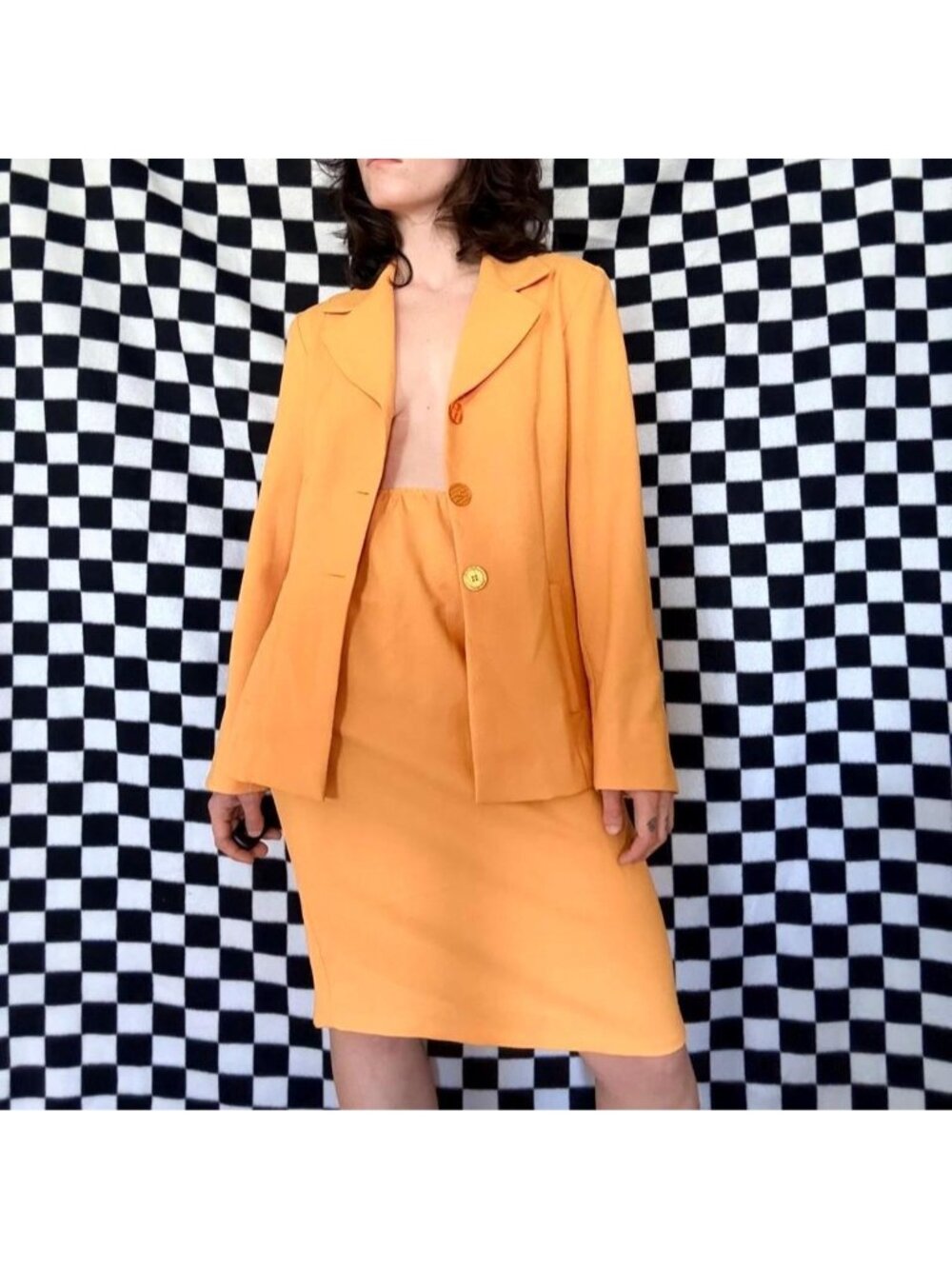 vintage yellow skirt suit
